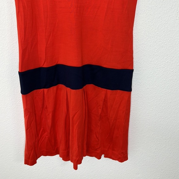 DIANE VON FURTENBERG “Coso" Orange Red& Navy Silk Pleated Dress. Size 8 - Picture 7 of 7